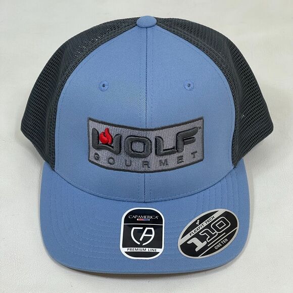 Wolf Gourmet Embroidered Blue/Gray Mesh Snapback Baseball Cap - Picture 1 of 14